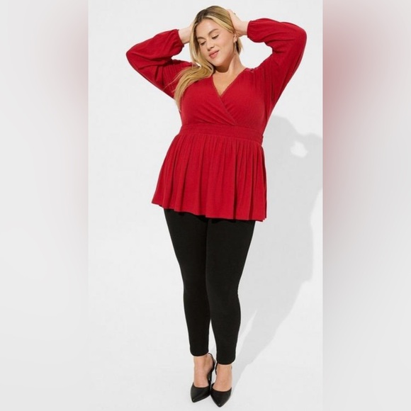 Torrid Textured V-Neck Babydoll - Picture 2 of 7